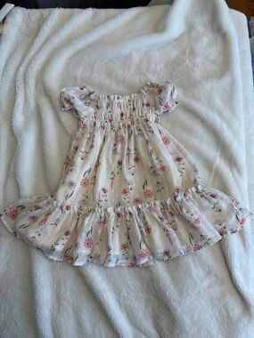 Shabby chic toddler 24 months girl dress smocked top floral print 2T summer